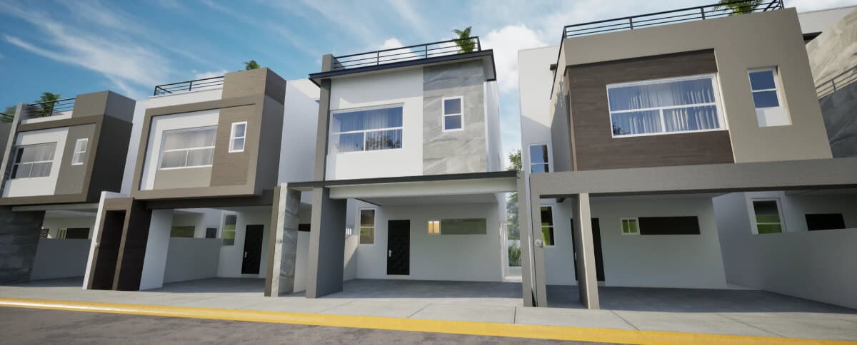 Casas del modelo Aura Elite con 3 niveles del fraccionamiento Bosques de la Sierra de la inmobiliaria Javer