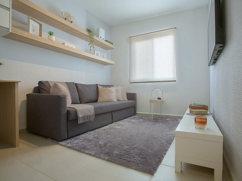 Sala de entretenimiento en modelo Aura Premium del fraccionamiento Valle condesa sector Francés de la inmobiliaria Javer