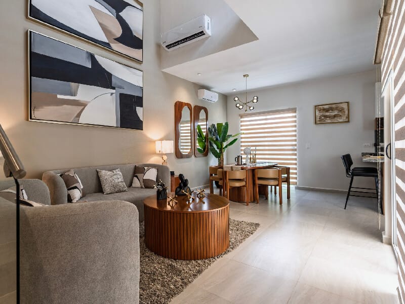 Sala del modelo Arezzo en el fraccionamiento Xandora Residencial de la inmobiliaria Javer