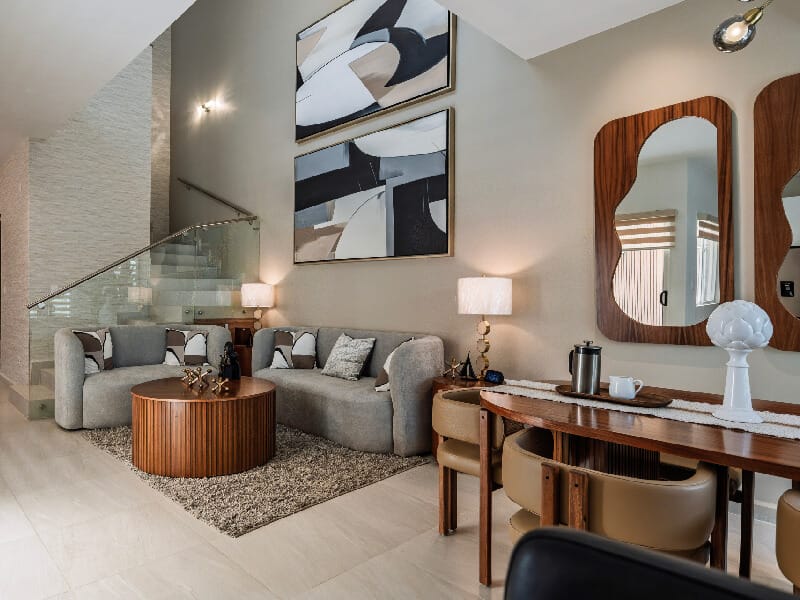 Sala del modelo Arezzo en el fraccionamiento Xandora Residencial de la inmobiliaria Javer