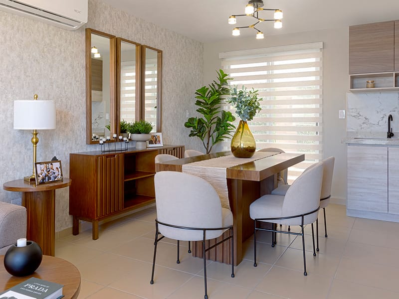 Comedor del prototipo Águila Real en el fraccionamiento Pilares la Puerta de la inmobiliaria Javer