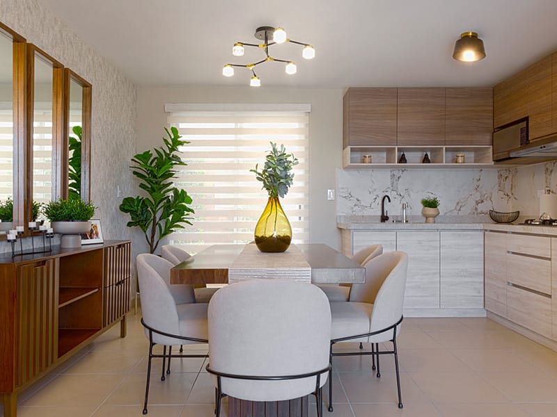 Comedor Casa prototipo Águila Real en el fraccionamiento Pilares la Puerta de la inmobiliaria Javer