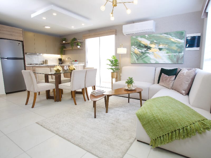 Sala y comedor de modelo Praga en el fraccionamiento Cumbre del Norte de la inmobiliaria Javer