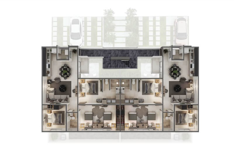 Planos arquitectonicos del primer nivel del fraccionamiento cumbre mezquite de la inmobiliaria Javer