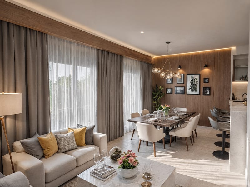 Comedor de modelo aura elite Premier en fraccionamiento Xandora de la inmobiliaria Javer en Nuevo León