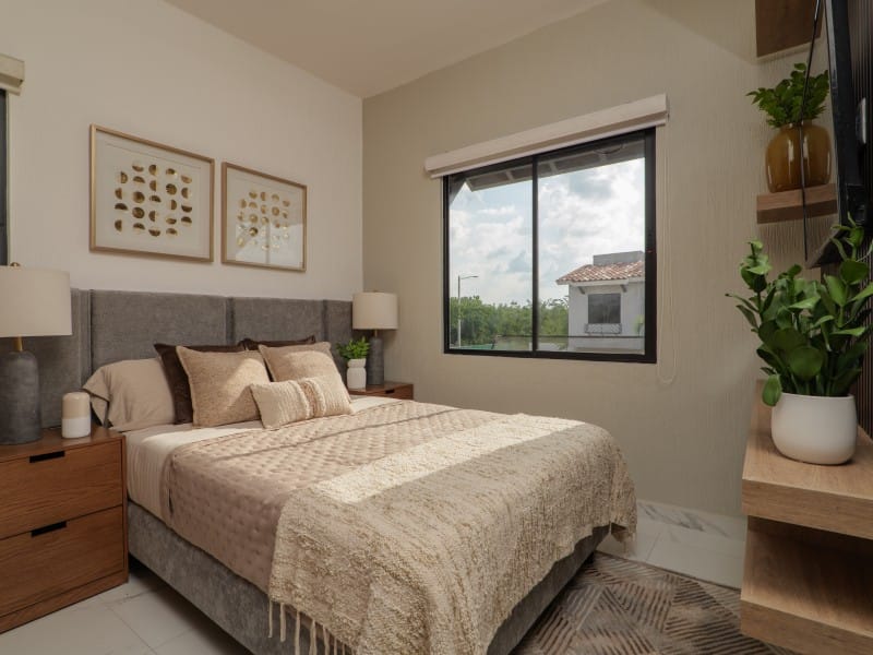 Recámara principal del modelo valldemosa en el fraccionamiento Real Valencia en inmobiliaria Javer