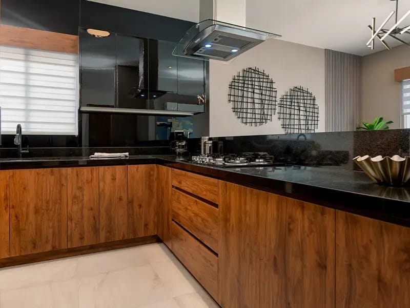 Cocina en el modelo Aura Elite 3N del fraccionamiento Bosques de la Sierra en inmobiliaria Javer de Nuevo León.