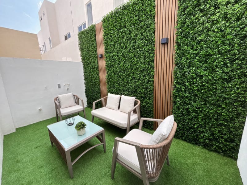 Patio Jardin de la vivienda en el fraccionamiento Vistas del Nevado, prototipo Javer B