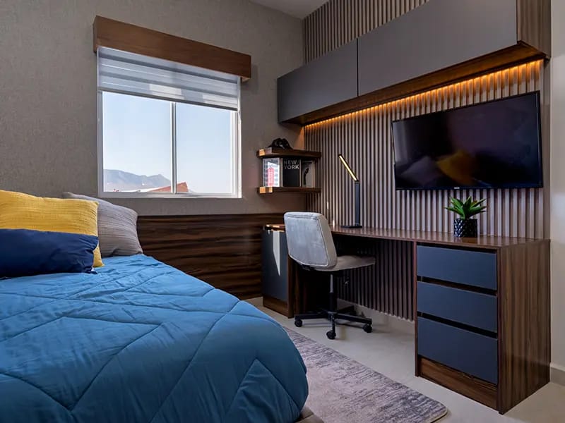 Recámara adicional en el modelo Aura Elite 3N del fraccionamiento Bosques de la Sierra en inmobiliaria Javer de Nuevo León