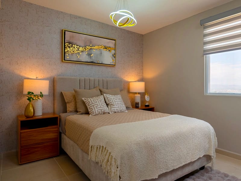 Recámara principal del modelo águila real de la inmobiliaria javer