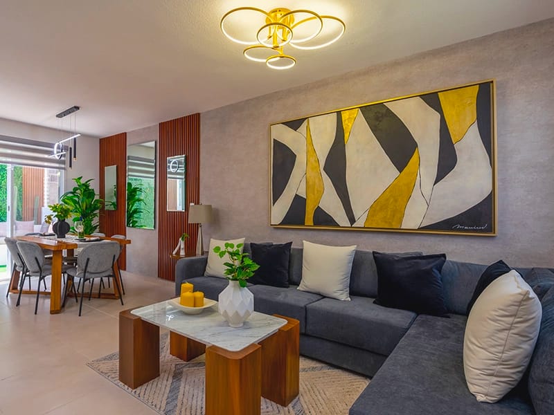 sala y comedor Cocina del modelo Águila real en fraccionamiento Vista Serena de la inmobiliaria Javer