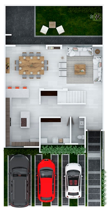 Casas en Metepec - Alboreto Residencial - Modelo Albero Fachada 2 - Planos - Planta Baja