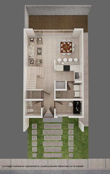 Casas en venta en Querétaro - Paseo San Junípero - Modelo Alba Roof Garden Plus - Planos - Planta Ba