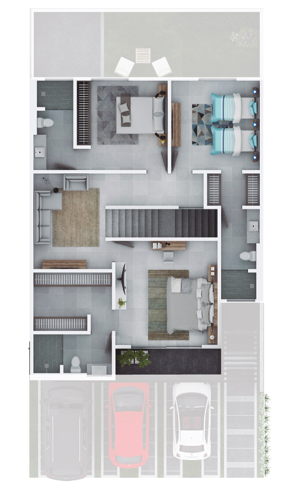 Casas en Metepec - Alboreto Residencial - Modelo Albero Elite Fachada 1 - Planos - Planta Alta
